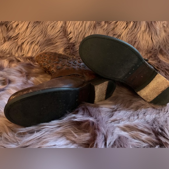 Frye Short Leather Moto Boots Size 7 - Brown - Picture 4 of 5